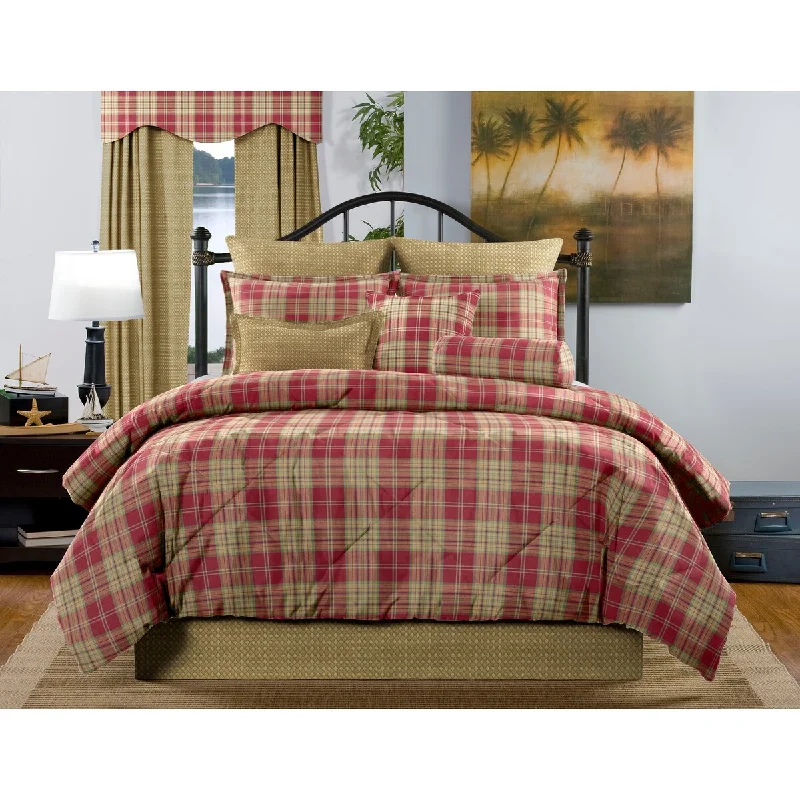 Microfiber - filled comforters that are lightweight and easy to care forGlasgow traditional yellow and red plaid comforter set