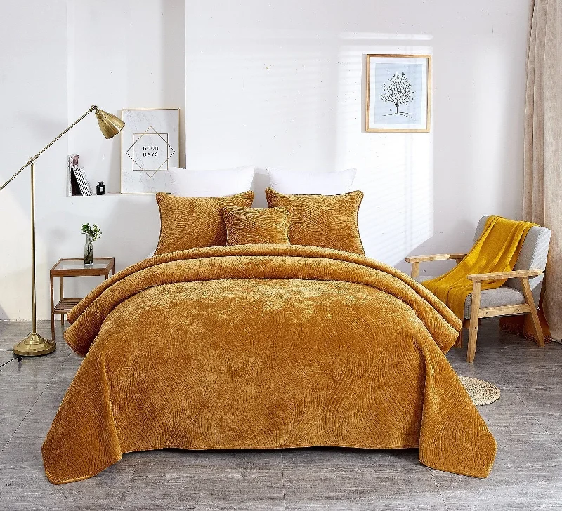 industrial style bedspreads with a rugged look for urban loftsTache Plush Dreams Melted Gold Waves Velvet Quilt Set (JHW-852Y) industrial style bedspreads with a rugged look for urban loftsTache Plush Dreams Melted Gold Waves Velvet Quilt Set (JHW-852Y)