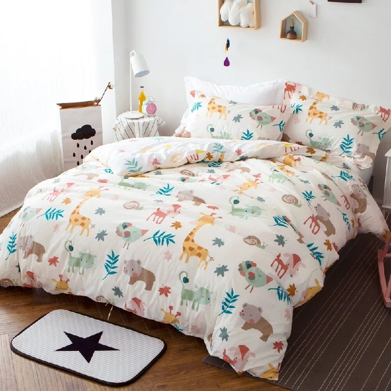 Round Pillows for Boho-Style InteriorsWoodland Animal 100% Cotton 3-piece Duvet Cover Set Round Pillows for Boho-Style InteriorsWoodland Animal 100% Cotton 3-piece Duvet Cover Set
