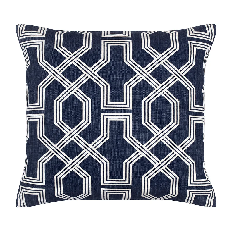 Adjustable Pillows for Customized ComfortThe Navy Fretwork Square Throw Pillow