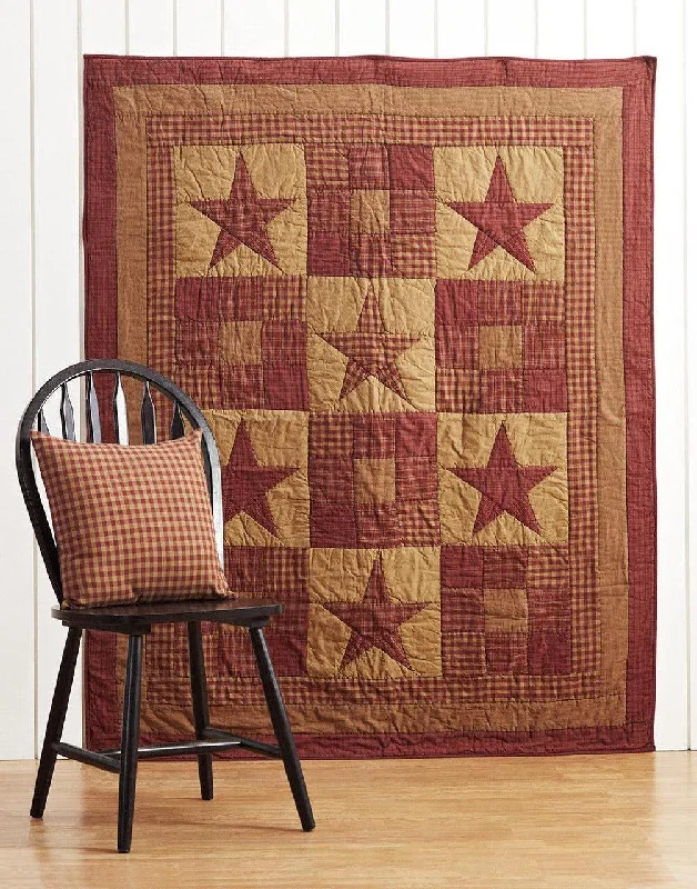 Cotton Pillows for Natural ComfortNinepatch Star Quilted Throw 60x50  VHC Brands