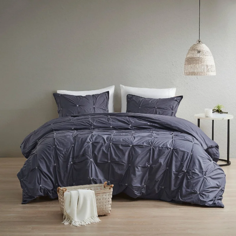Latex - filled comforters with a bouncy texture and good supportThe Curated Nomad Jessie Navy Cotton 3-piece Comforter Set Latex - filled comforters with a bouncy texture and good supportThe Curated Nomad Jessie Navy Cotton 3-piece Comforter Set