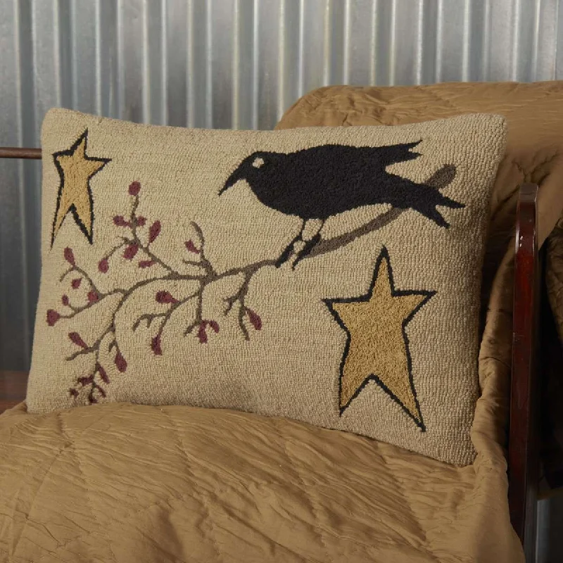 Square Pillows for Modern Home DecorKettle Grove Crow and Star Hooked Pillow 14"x22" Square Pillows for Modern Home DecorKettle Grove Crow and Star Hooked Pillow 14"x22"