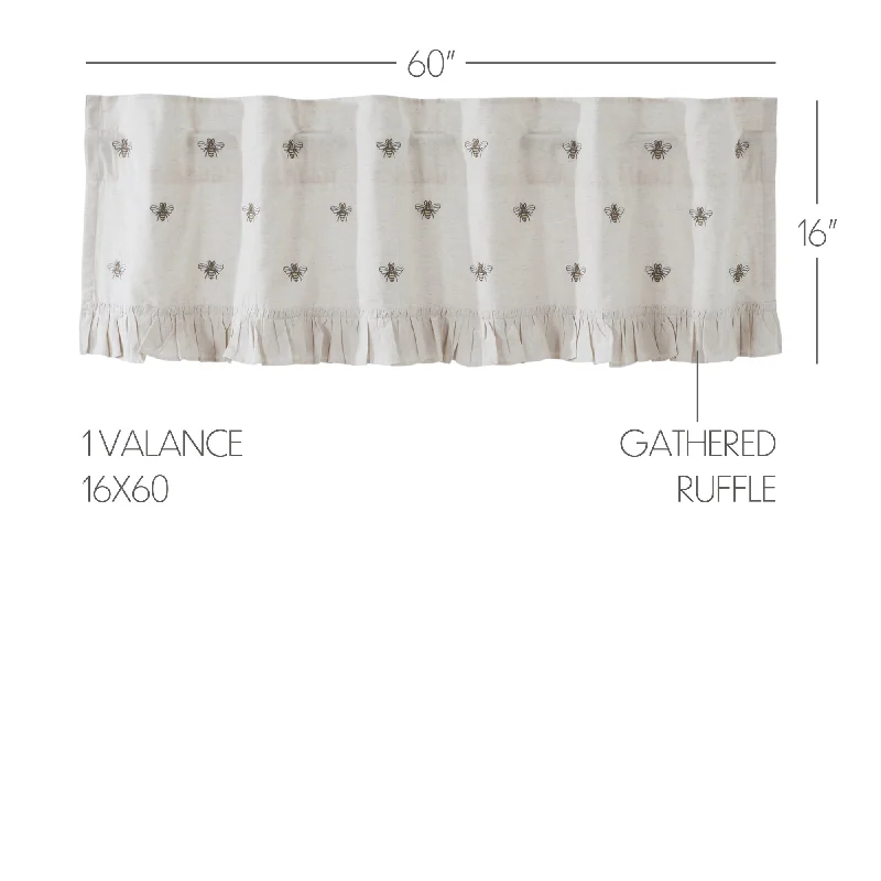 Bed skirts in neutral colors for easy pairingEmbroidered Bee Valance 16x60