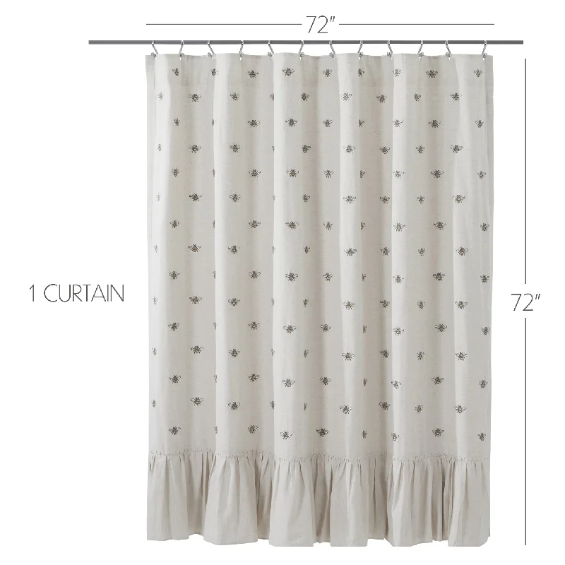 Floral - printed bed skirts for a feminine touchEmbroidered Bee Shower Curtain 72x72 Floral - printed bed skirts for a feminine touchEmbroidered Bee Shower Curtain 72x72