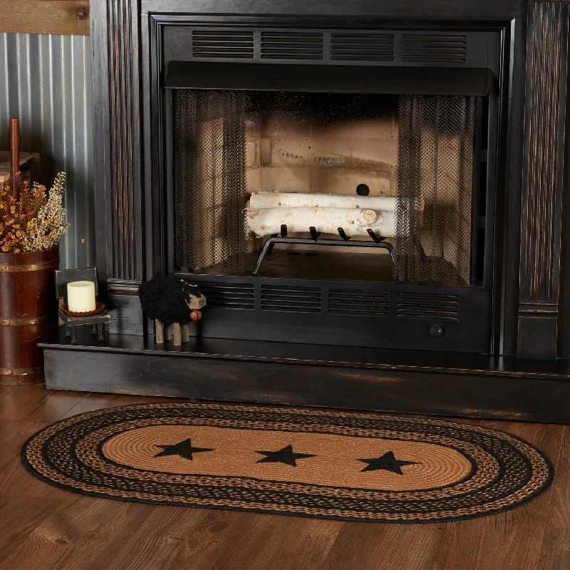 Bed skirts with a soft fleece lining for added comfortFarmhouse Jute Rug Oval Stencil Stars w/ Pad 27x48 Bed skirts with a soft fleece lining for added comfortFarmhouse Jute Rug Oval Stencil Stars w/ Pad 27x48