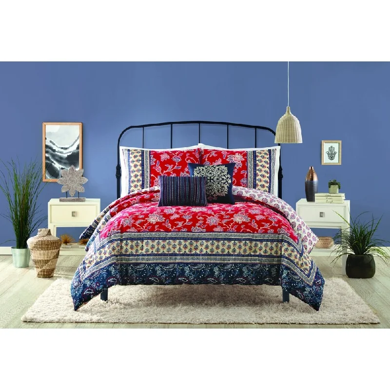 Microfiber - filled comforters that are lightweight and easy to care forIndigo Bazaar Trading Marbella 5-Piece Comforter Set