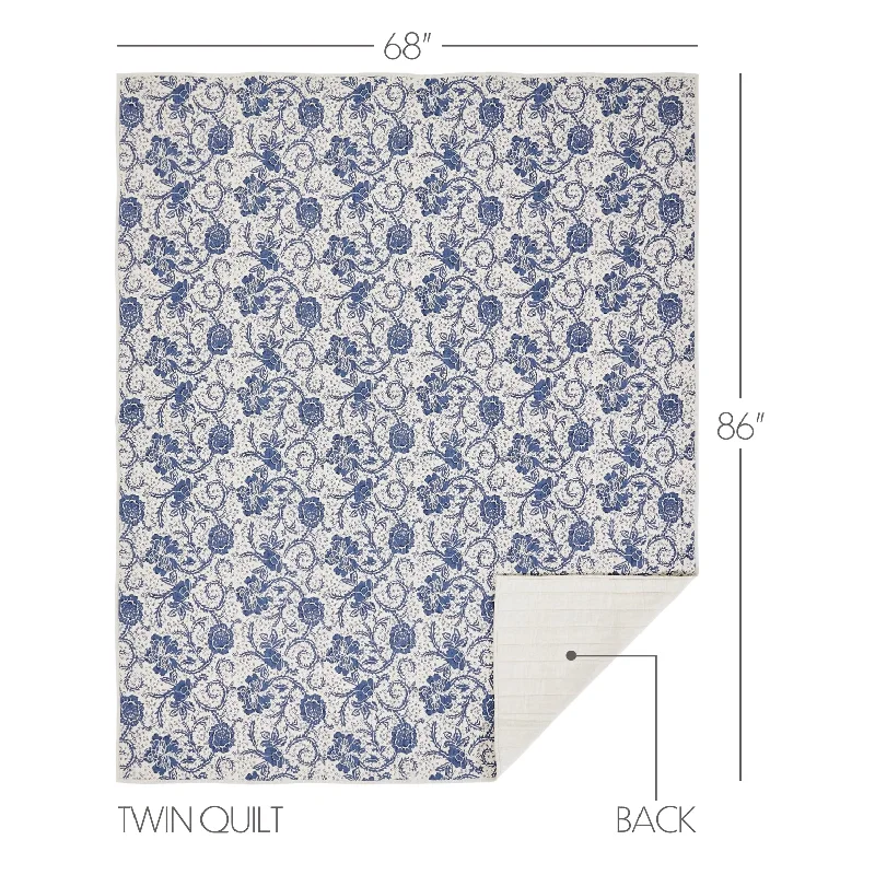 Bed skirts with a metallic thread for a touch of glamourDorset Navy Floral Twin Quilt 68Wx86L Bed skirts with a metallic thread for a touch of glamourDorset Navy Floral Twin Quilt 68Wx86L