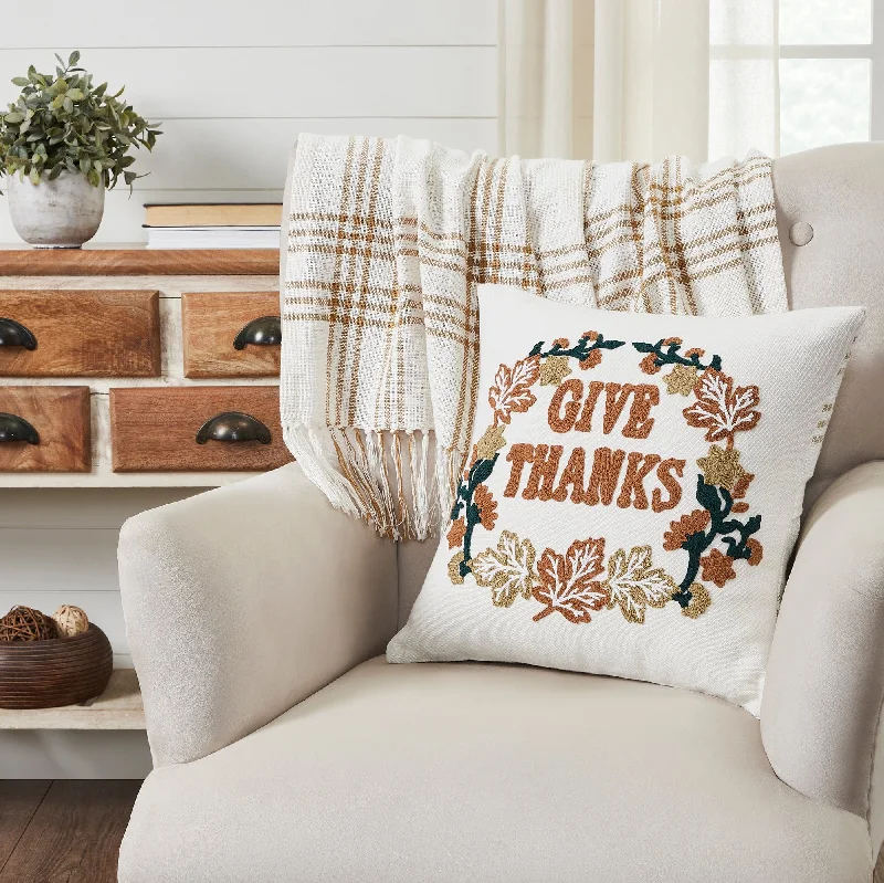 Decorative Pillows for Living Room MakeoverGive Thanks Embroidered Pillow