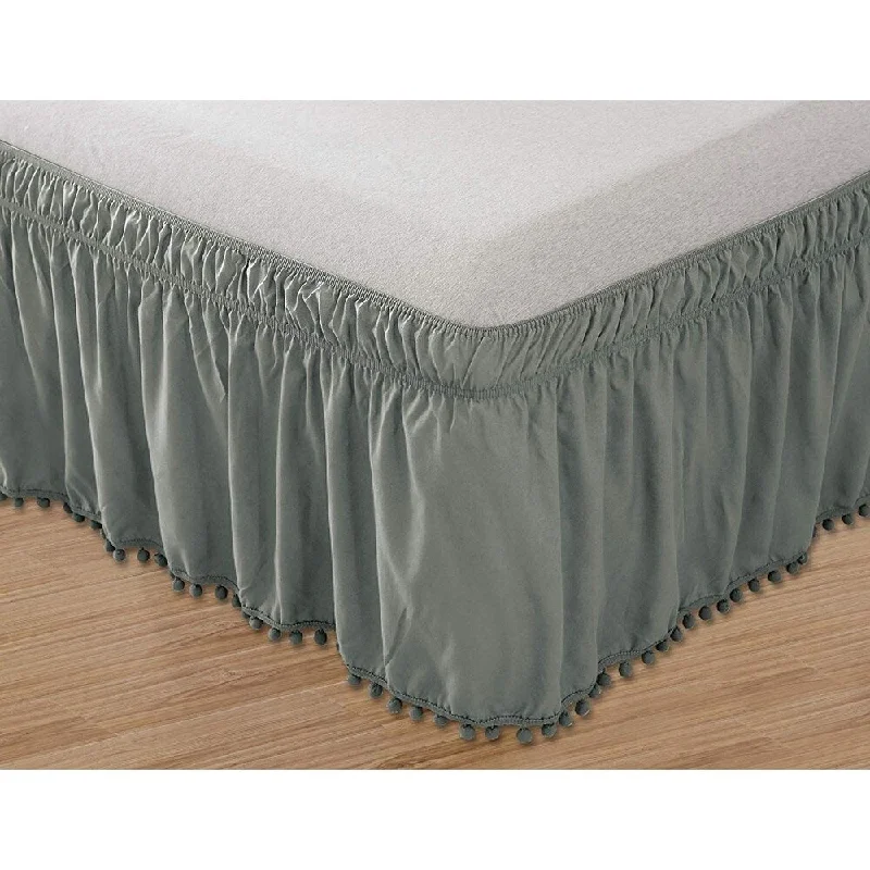 Bed skirts with a vintage - inspired patternElegant Comfort Luxury Pom Pom Bed Skirt Bed skirts with a vintage - inspired patternElegant Comfort Luxury Pom Pom Bed Skirt