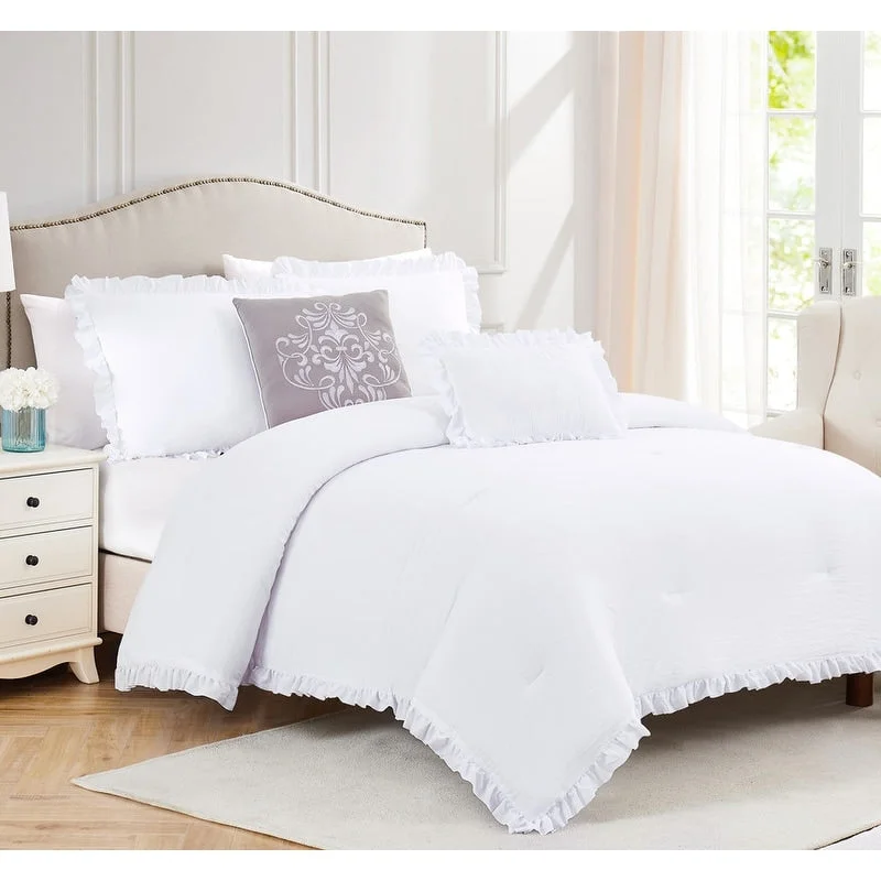 Bamboo - fiber - filled comforters with antibacterial and breathable qualitiesPortland Ruffled Washed Comforter Set Bamboo - fiber - filled comforters with antibacterial and breathable qualitiesPortland Ruffled Washed Comforter Set