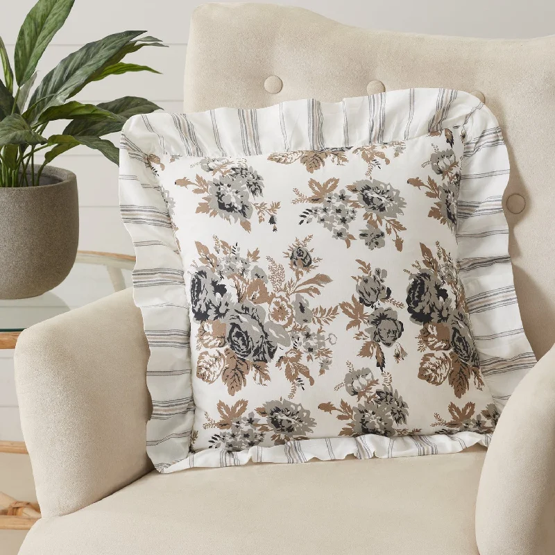 Square Pillows for Modern Home DecorAnnie Portabella Ruffled Floral Pillow