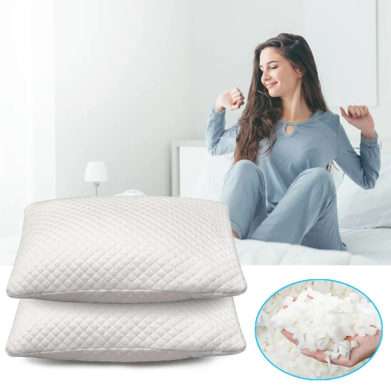 Memory Foam Pillows for Neck Support2PCS Shredded Memory Foam Pillow, Cooling Standard Bed Pillows for Sleeping - for Side, Back, Stomach Sleepers - White Memory Foam Pillows for Neck Support2PCS Shredded Memory Foam Pillow, Cooling Standard Bed Pillows for Sleeping - for Side, Back, Stomach Sleepers - White
