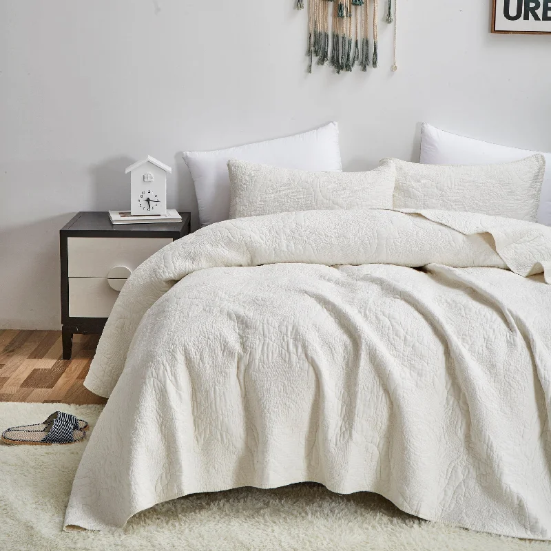 cotton bedspreads for breathability and softnessTache Vanilla Cream Ivory Paisley Damask Stitch Matelassé Cotton Quilt Set (JHW-643) cotton bedspreads for breathability and softnessTache Vanilla Cream Ivory Paisley Damask Stitch Matelassé Cotton Quilt Set (JHW-643)