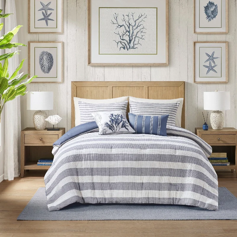 Bamboo - fiber - filled comforters with antibacterial and breathable qualitiesHarbor House Brooks 5 Piece Oversized Cotton Stripe Comforter Set
