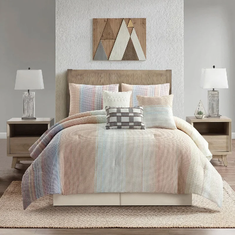 Microfiber - filled comforters that are lightweight and easy to care forNanshing Amanda 7 Piece Ombre Stripes Comforter Set Microfiber - filled comforters that are lightweight and easy to care forNanshing Amanda 7 Piece Ombre Stripes Comforter Set