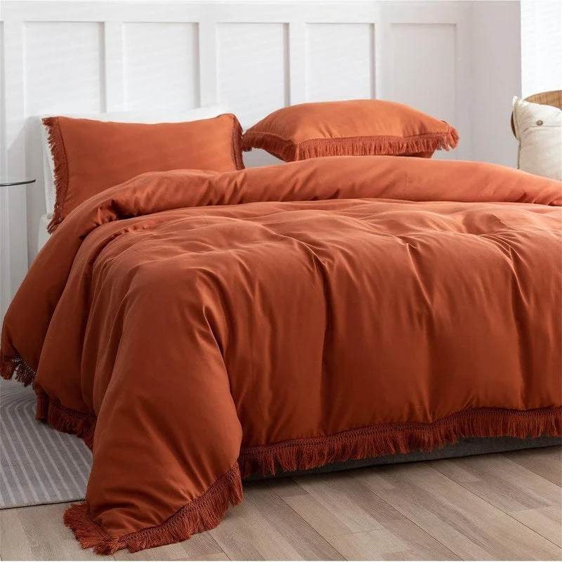 Synthetic - filled comforters like polyester for affordability and hypoallergenic propertiesTassel Boho Bohemian Comforter Set 3Pcs