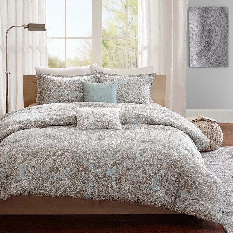 Latex - filled comforters with a bouncy texture and good supportMadison Park Pure Ronan 5 Piece Cotton Comforter Set