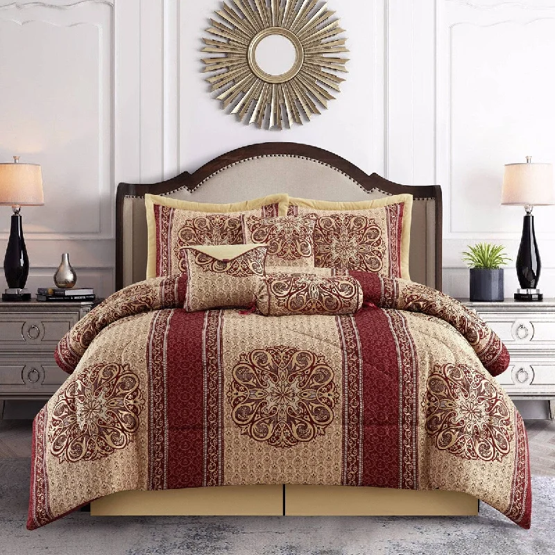 Bamboo - fiber - filled comforters with antibacterial and breathable qualitiesNanshing Prince 7 Piece Elegant Medallion Comforter Set Bamboo - fiber - filled comforters with antibacterial and breathable qualitiesNanshing Prince 7 Piece Elegant Medallion Comforter Set