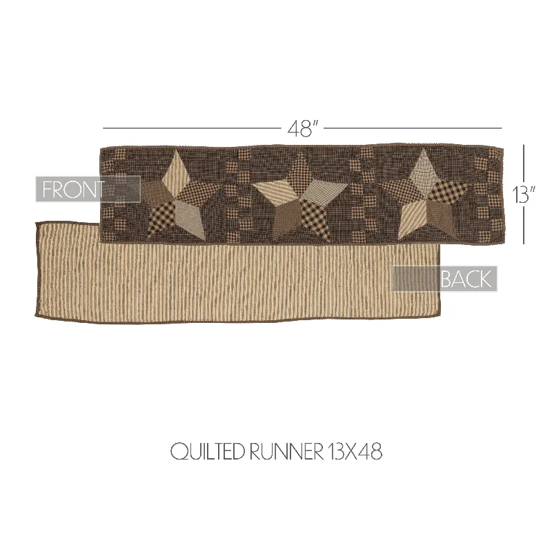 Bed skirts with a bohemian - inspired patternFarmhouse Star Runner Quilted 13x48