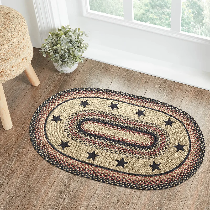 Bed skirts with a retro - style patternColonial Star Jute Rug Oval w/ Pad 24x36