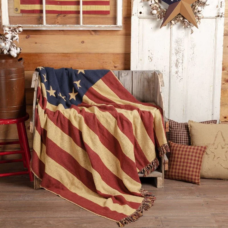 Back Support Pillows for Office ChairsOld Glory Patriotic American Flag Woven Throw 60" x 50" VHC Brands