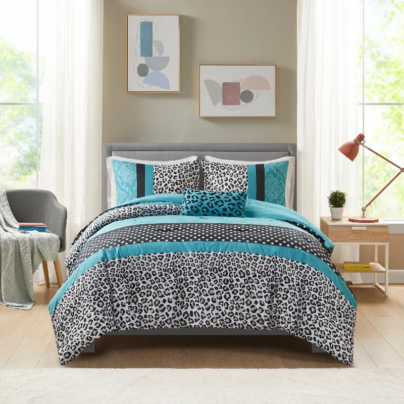 Full - size comforters suitable for full - sized beds in guest rooms or small bedroomsCamille Teal Comforter Set by Intelligent Design