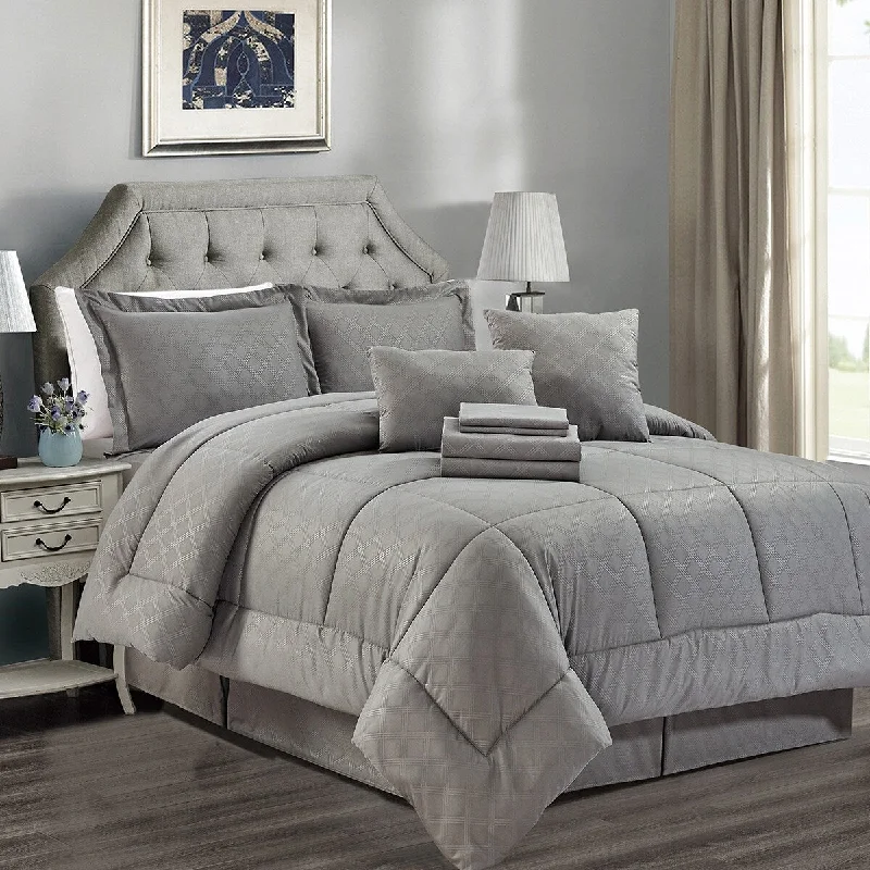Bamboo - fiber - filled comforters with antibacterial and breathable qualities10-piece Solid Plaid Comforter Set Bamboo - fiber - filled comforters with antibacterial and breathable qualities10-piece Solid Plaid Comforter Set