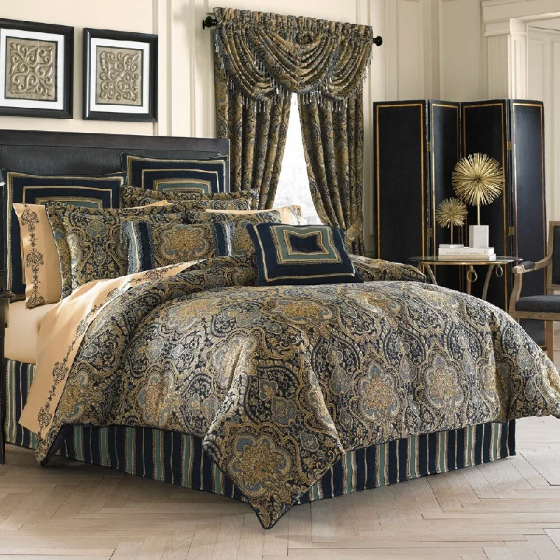 Wool - filled comforters with natural moisture - wicking and temperature - regulating featuresFive Queens Court Palmer Woven Chenille 4 Piece Comforter Set Wool - filled comforters with natural moisture - wicking and temperature - regulating featuresFive Queens Court Palmer Woven Chenille 4 Piece Comforter Set