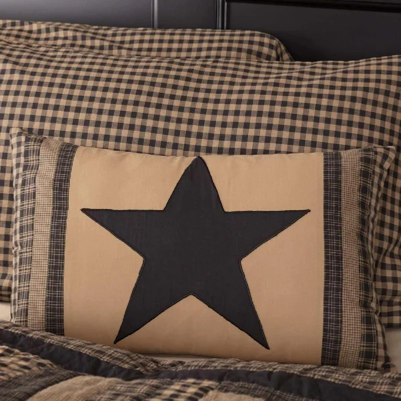 Memory Foam Pillows for Neck SupportBlack Check Star Patch Pillow 14x22 VHC Brands