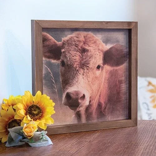 Queen - size bed skirts with ruffled edgesCow Portrait Framed Print