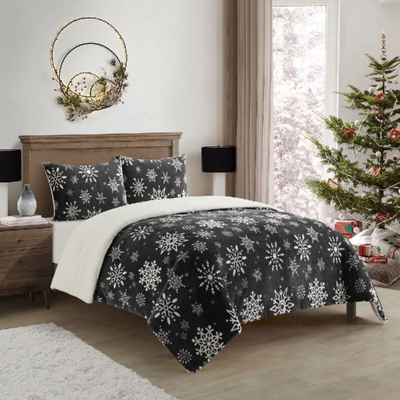 Bamboo - fiber - filled comforters with antibacterial and breathable qualitiesNanshing Snowfall 3 Piece Ultra Plush Sherpa Comforter Set