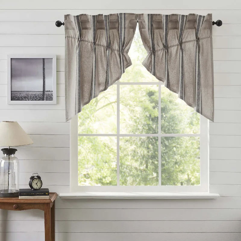 Bed skirts with a ruffled tiered designGrain Sack Charcoal Prairie Swag Set of 2 36x36x18 Bed skirts with a ruffled tiered designGrain Sack Charcoal Prairie Swag Set of 2 36x36x18
