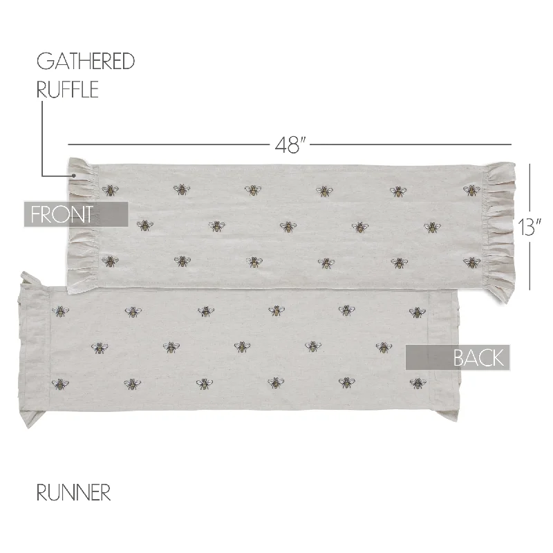 Bed skirts with a bohemian - inspired patternEmbroidered Bee Runner 13x48