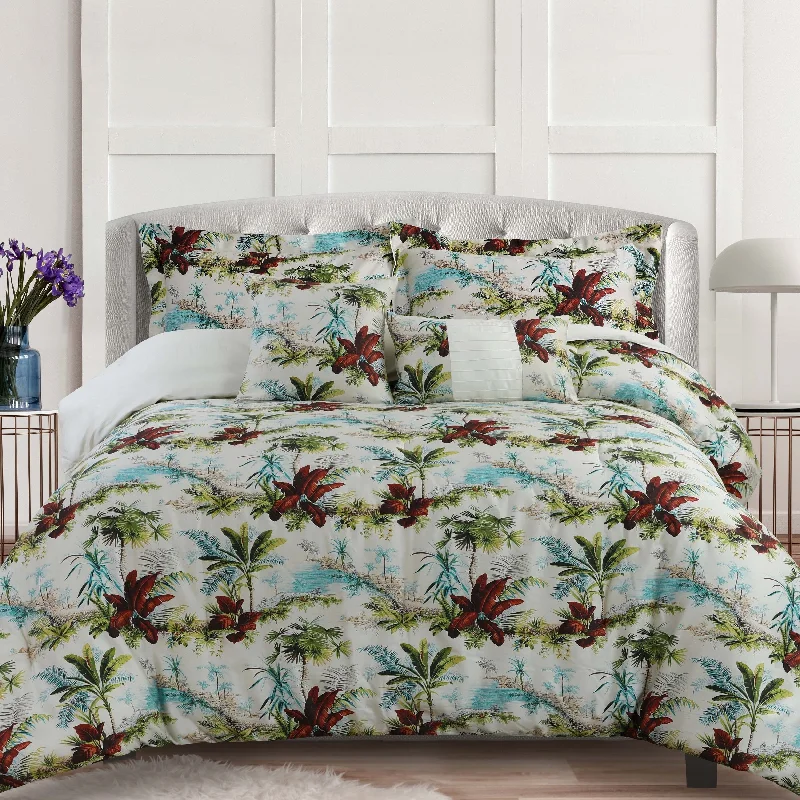 Down - filled comforters for supreme warmth and lightnessParadise Island 5-Piece 300 Thread Count Cotton Comforter Set