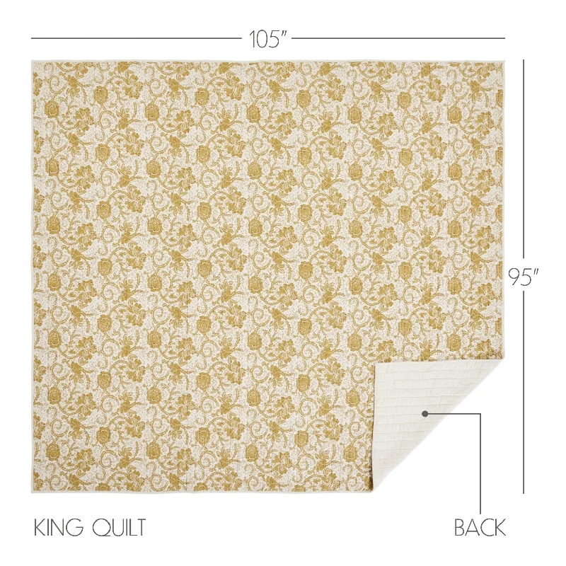 Bed skirts with a geometric cut - out designDorset Gold Floral King Quilt 105Wx95L