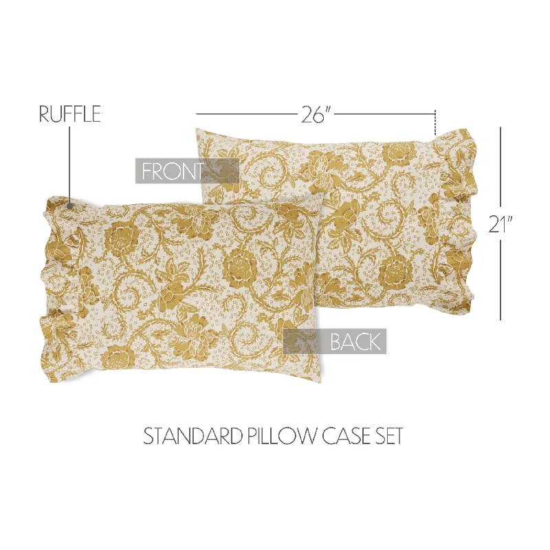 Bed skirts with a herringbone pattern for a sophisticated lookDorset Gold Floral Ruffled Standard Pillow Case Set of 2 21x26+4 Bed skirts with a herringbone pattern for a sophisticated lookDorset Gold Floral Ruffled Standard Pillow Case Set of 2 21x26+4