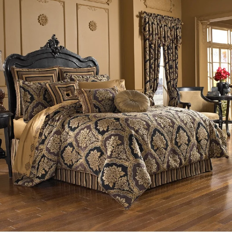 Full - size comforters suitable for full - sized beds in guest rooms or small bedroomsFive Queens Court Reilly Woven Chenille Damask 4-piece Comforter Set