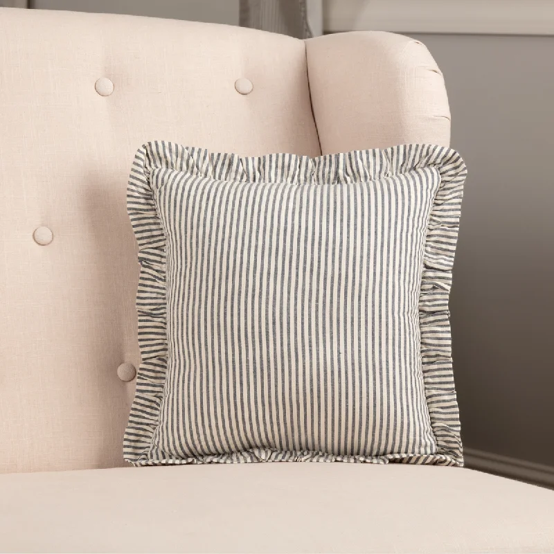Travel Pillows for Long JourneysAmericana Seersucker Blue Ticking Stripe Pillow - 12x12