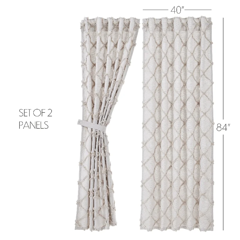 Bed skirts with a eco - friendly materialFrayed Lattice Oatmeal Panel Set of 2 84x40 Bed skirts with a eco - friendly materialFrayed Lattice Oatmeal Panel Set of 2 84x40