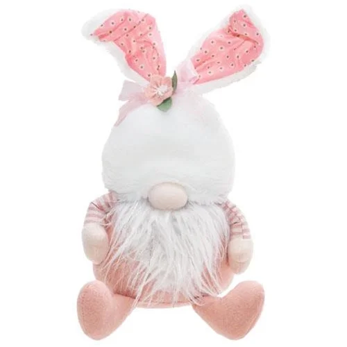 Floral - printed bed skirts for a feminine touchSitting Pink Bunny Ear Gnome
