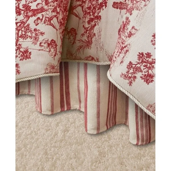 Bed skirts with a multi - colored patternOlivia Quido Cosmopolitan Toile Red Bedskirt - Burgundy/Ivory - Burgundy/Ivory Bed skirts with a multi - colored patternOlivia Quido Cosmopolitan Toile Red Bedskirt - Burgundy/Ivory - Burgundy/Ivory