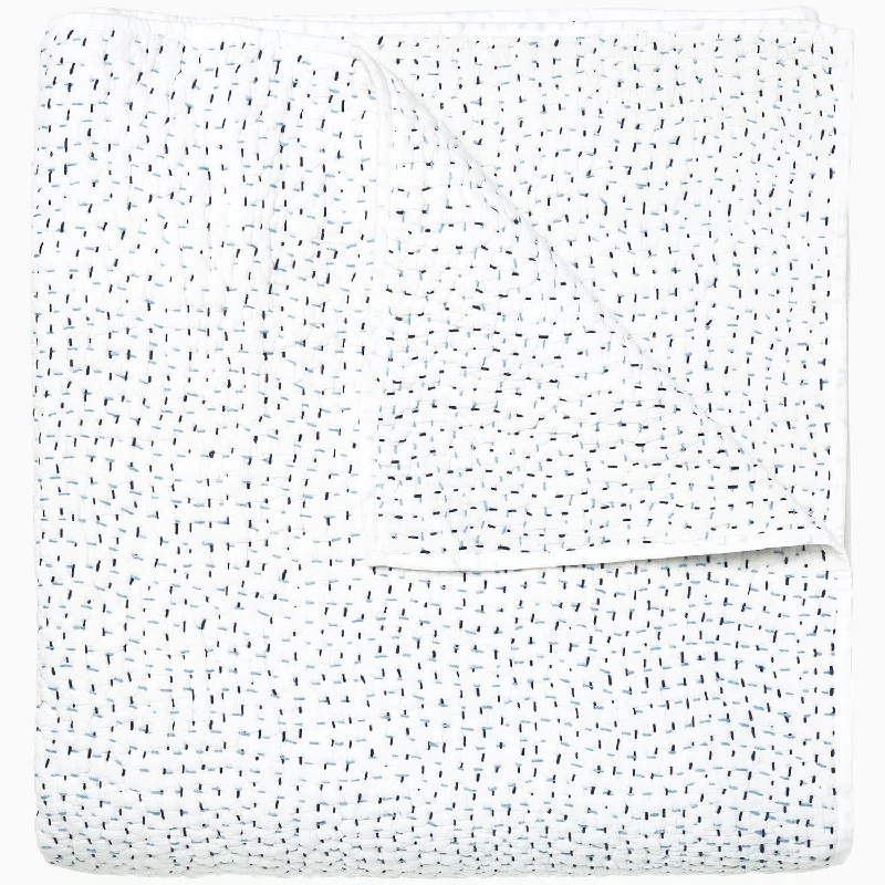Firm Pillows for Side SleepersOrganic Hand Stitched Light Indigo Quilt