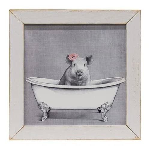 Bed skirts with a contemporary styleHot Bacon Bath Framed Print
