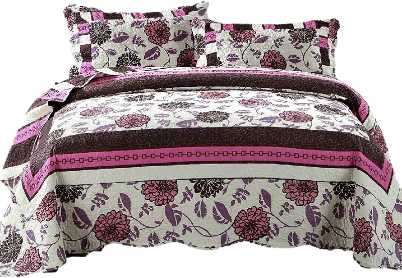 country style bedspreads with floral prints and gingham accents for a homely feelDaDa Bedding Bohemian Purple Blooms Floral Garden Pink Brown Bedspread Set (KBJ1629) country style bedspreads with floral prints and gingham accents for a homely feelDaDa Bedding Bohemian Purple Blooms Floral Garden Pink Brown Bedspread Set (KBJ1629)