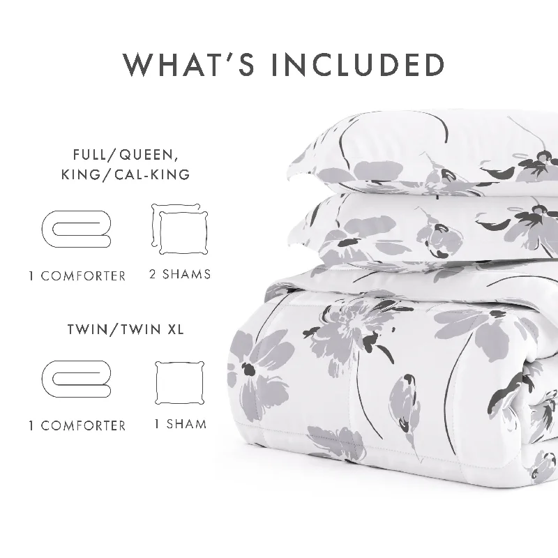 Microfiber - filled comforters that are lightweight and easy to care forBecky Cameron Premium Magnolia Grey Patterned Comforter Set Microfiber - filled comforters that are lightweight and easy to care forBecky Cameron Premium Magnolia Grey Patterned Comforter Set