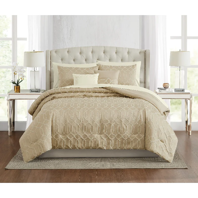 Cotton - filled comforters for a breathable and natural sleep experienceVictoria Geo Gold 9 Piece Comforter Set