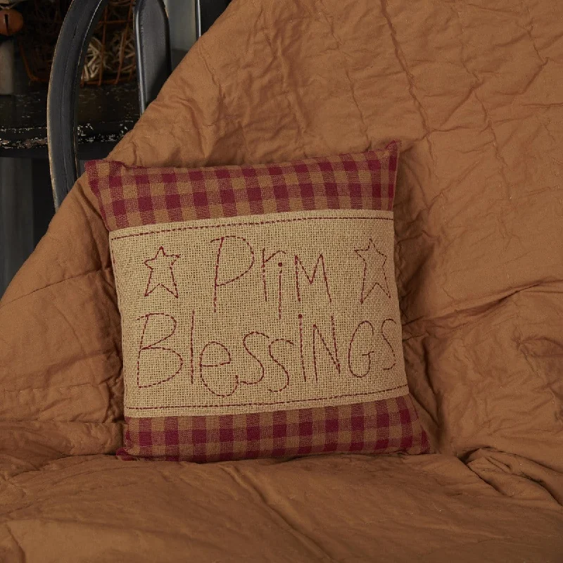 Pregnancy Pillows for Expectant MothersBurgundy Check Prim Blessings Pillow