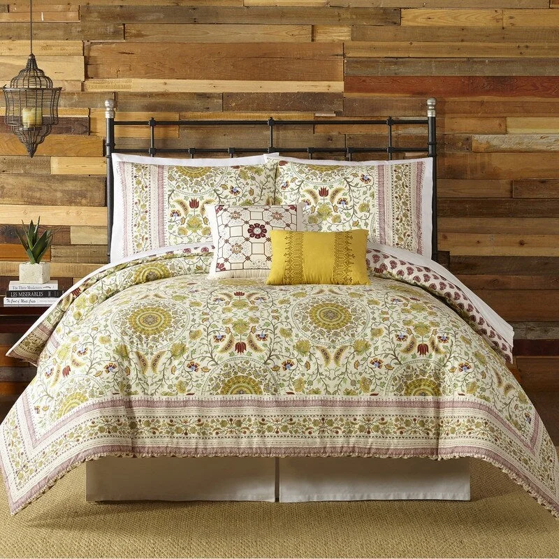 Cotton - filled comforters for a breathable and natural sleep experienceIndigo Bazaar Joanne 5-piece Cotton Comforter Set