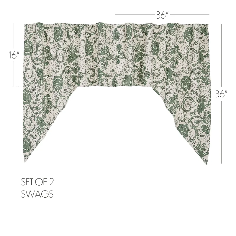 Bed skirts with a bohemian - inspired patternDorset Green Floral Swag Set of 2 36x36x16 Bed skirts with a bohemian - inspired patternDorset Green Floral Swag Set of 2 36x36x16